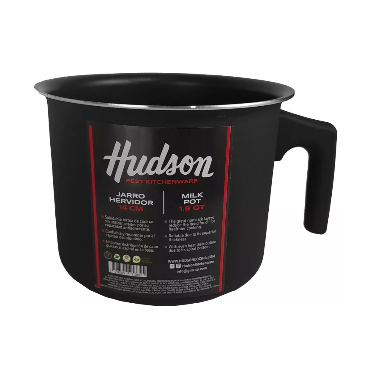 Pocillo Olla Hervidor Hudson Aluminio Antiadherente Negro