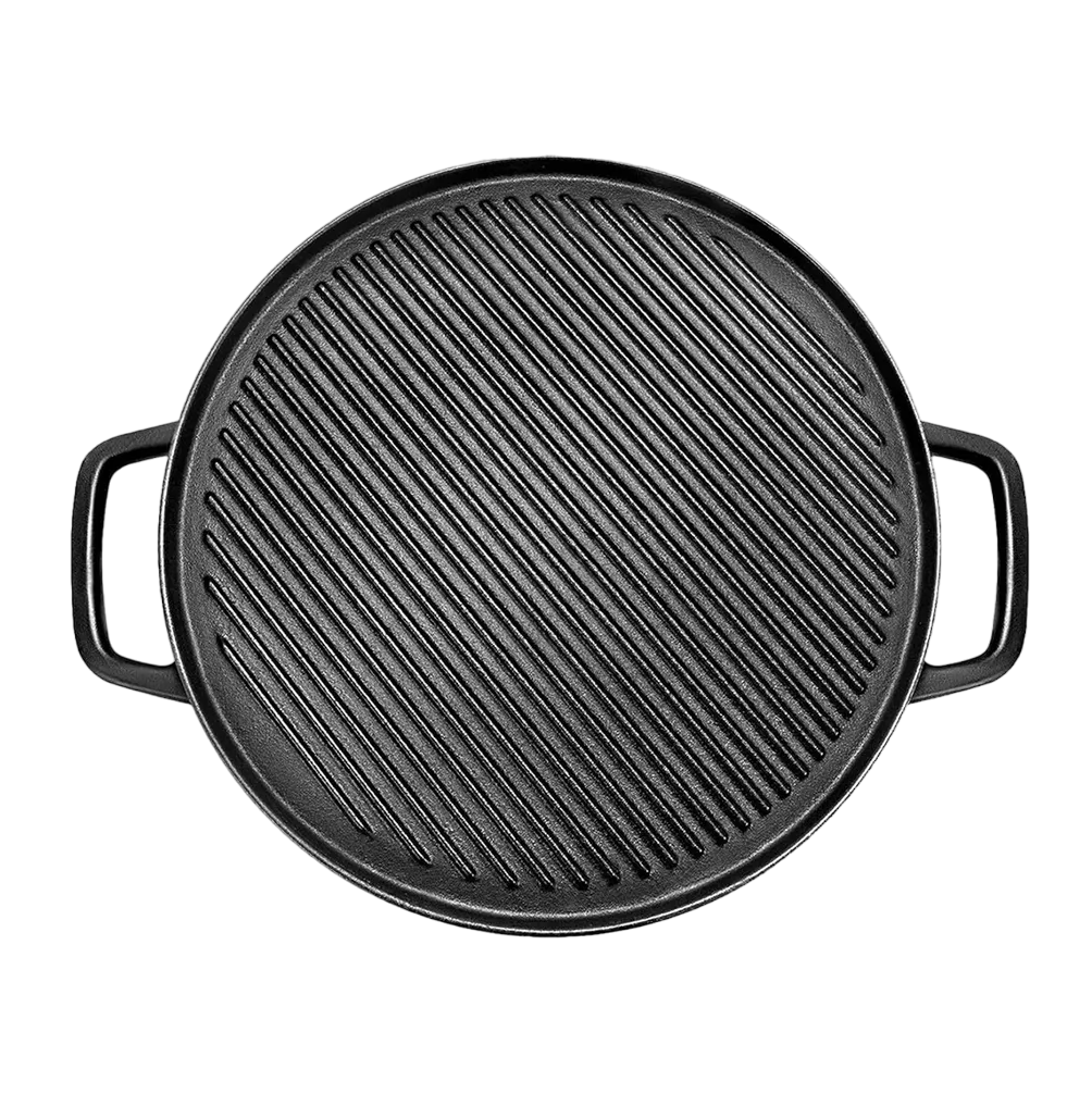 Plancha De Hierro Fundido Sartén Parrilla Reversible 2 En 1 Negro