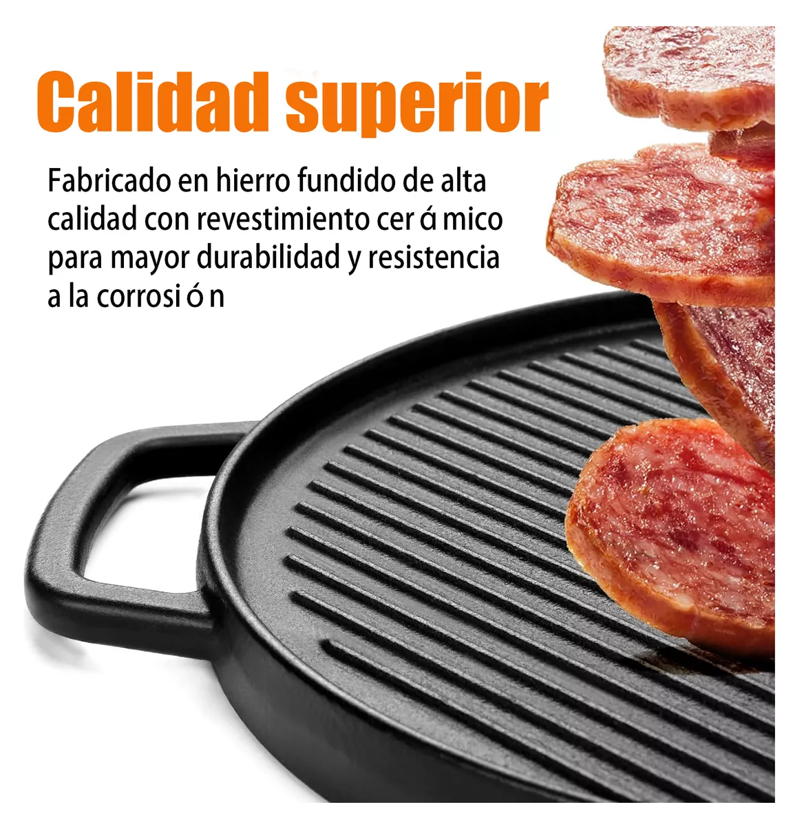 Foto 3 pulgar | Plancha De Hierro Fundido Sartén Parrilla Reversible 2 En 1 Negro