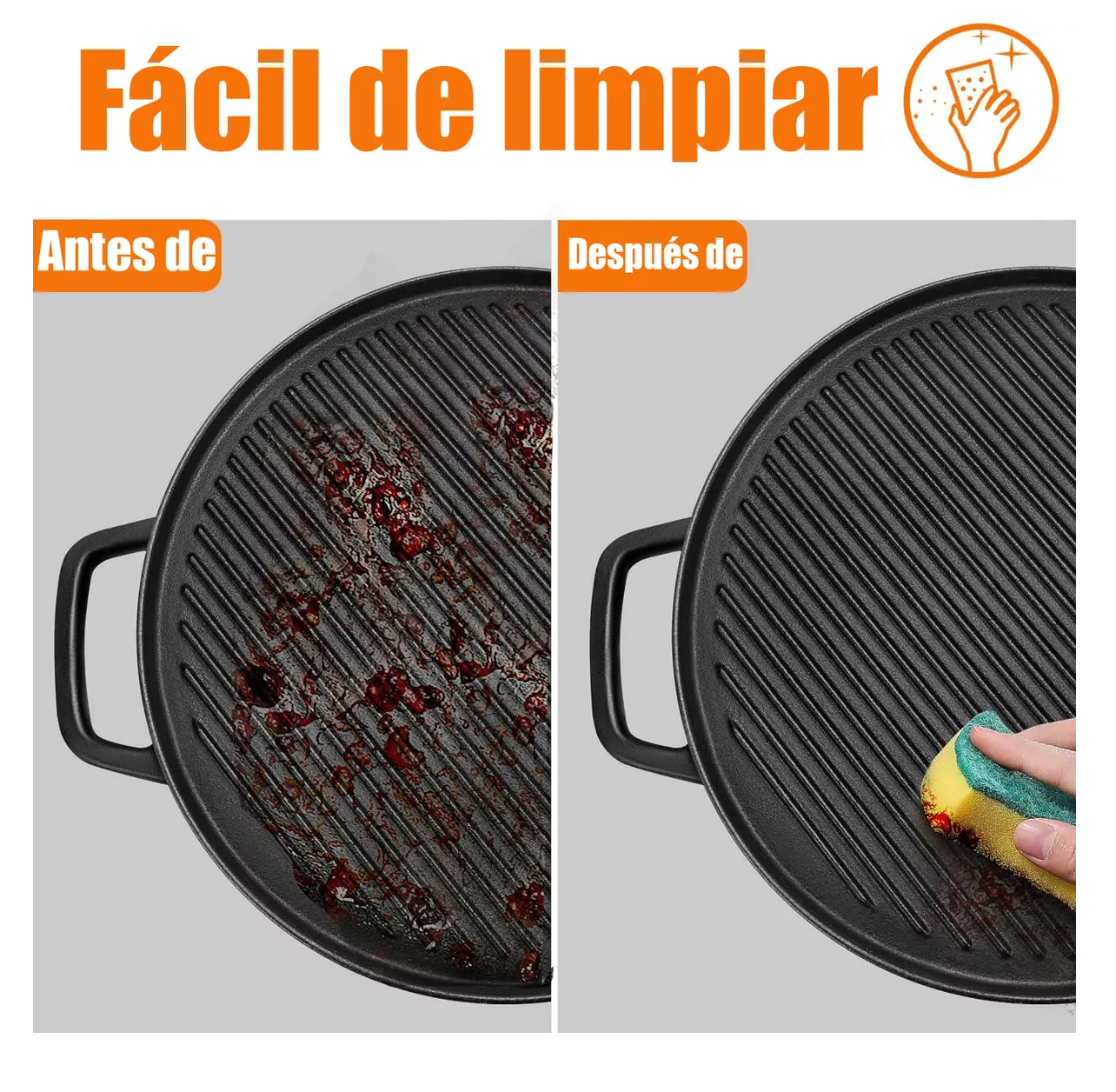 Foto 4 pulgar | Plancha De Hierro Fundido Sartén Parrilla Reversible 2 En 1 Negro