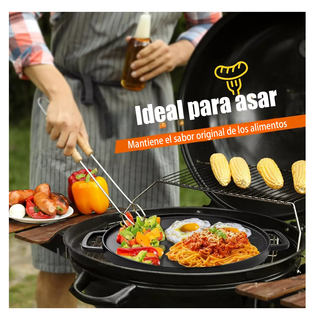 Foto 5 | Plancha De Hierro Fundido Sartén Parrilla Reversible 2 En 1 Negro