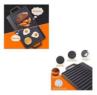 Foto 4 | Plancha Grill De Hierro Fundido Reversible, Negro