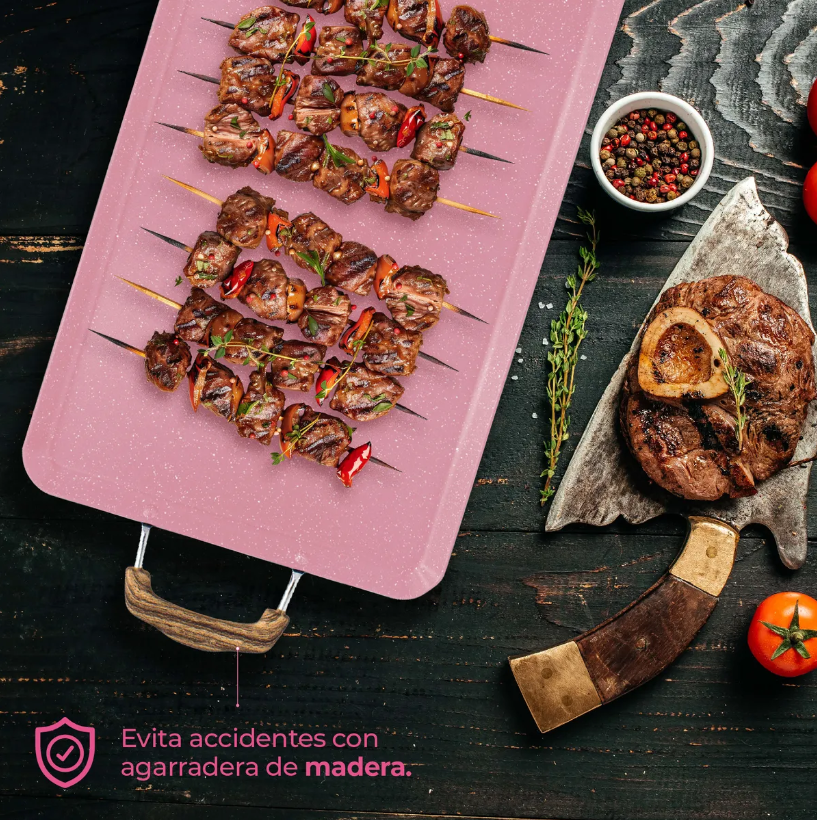 Foto 4 | Comal Rectangular Xtellar Con Recubrimiento De Mármol Color Rosa
