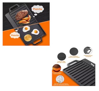Foto 4 | Plancha Grill De Hierro Fundido Reversible Belug, Negro