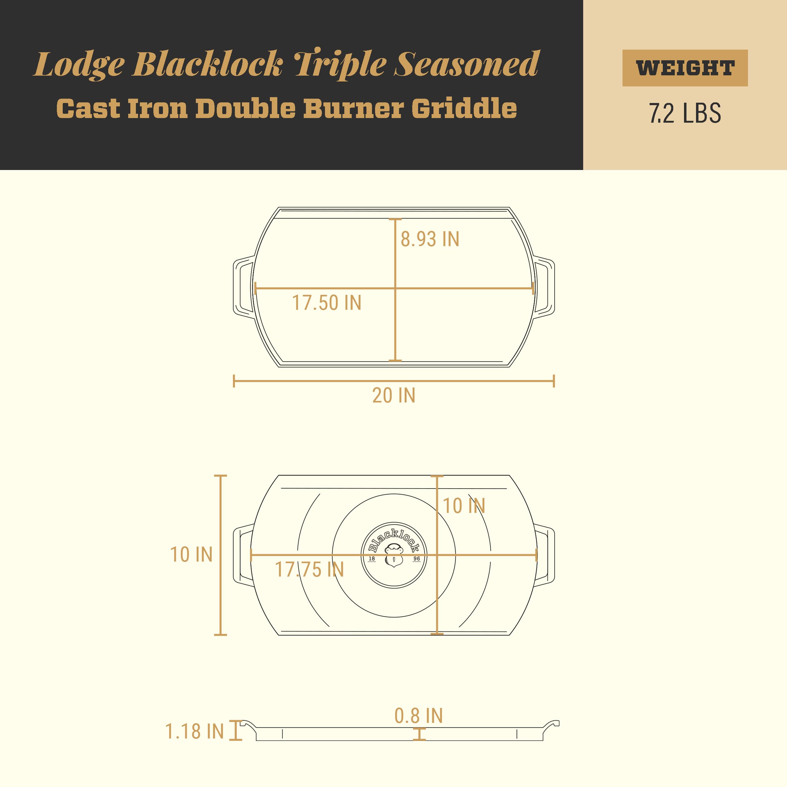 Foto 7 pulgar | Estufa Doble De Hierro Fundido Griddle Lodge Blacklock, 25 X 50 Cm - Venta Internacional.