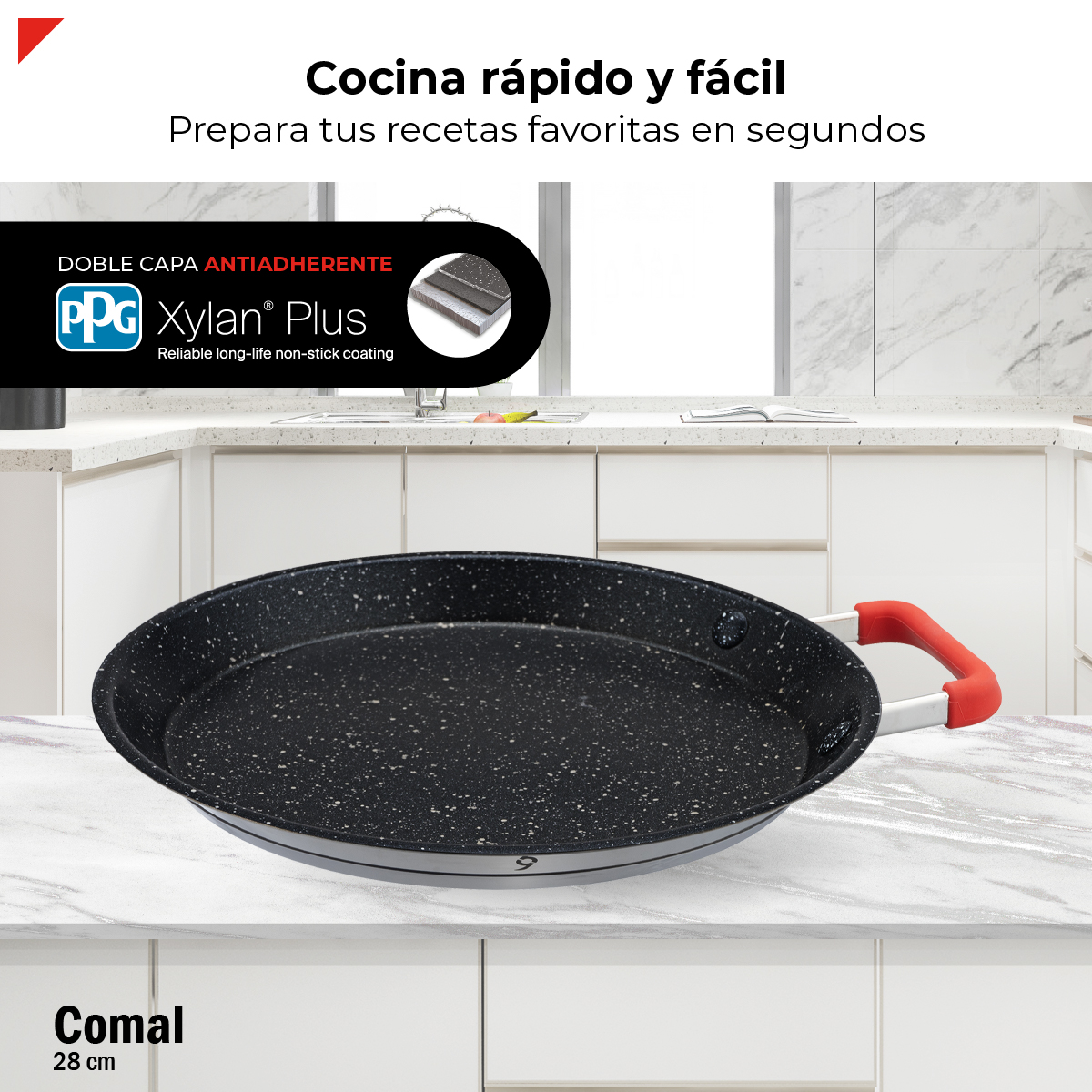 Foto 3 pulgar | Comal Bogner 28 cm de Acero Inoxidable Antiadherente Asa Silicón Bpp28