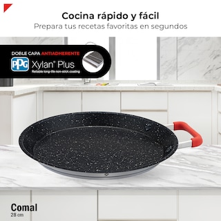 Foto 2 | Comal Bogner 28 cm de Acero Inoxidable Antiadherente Asa Silicón Bpp28