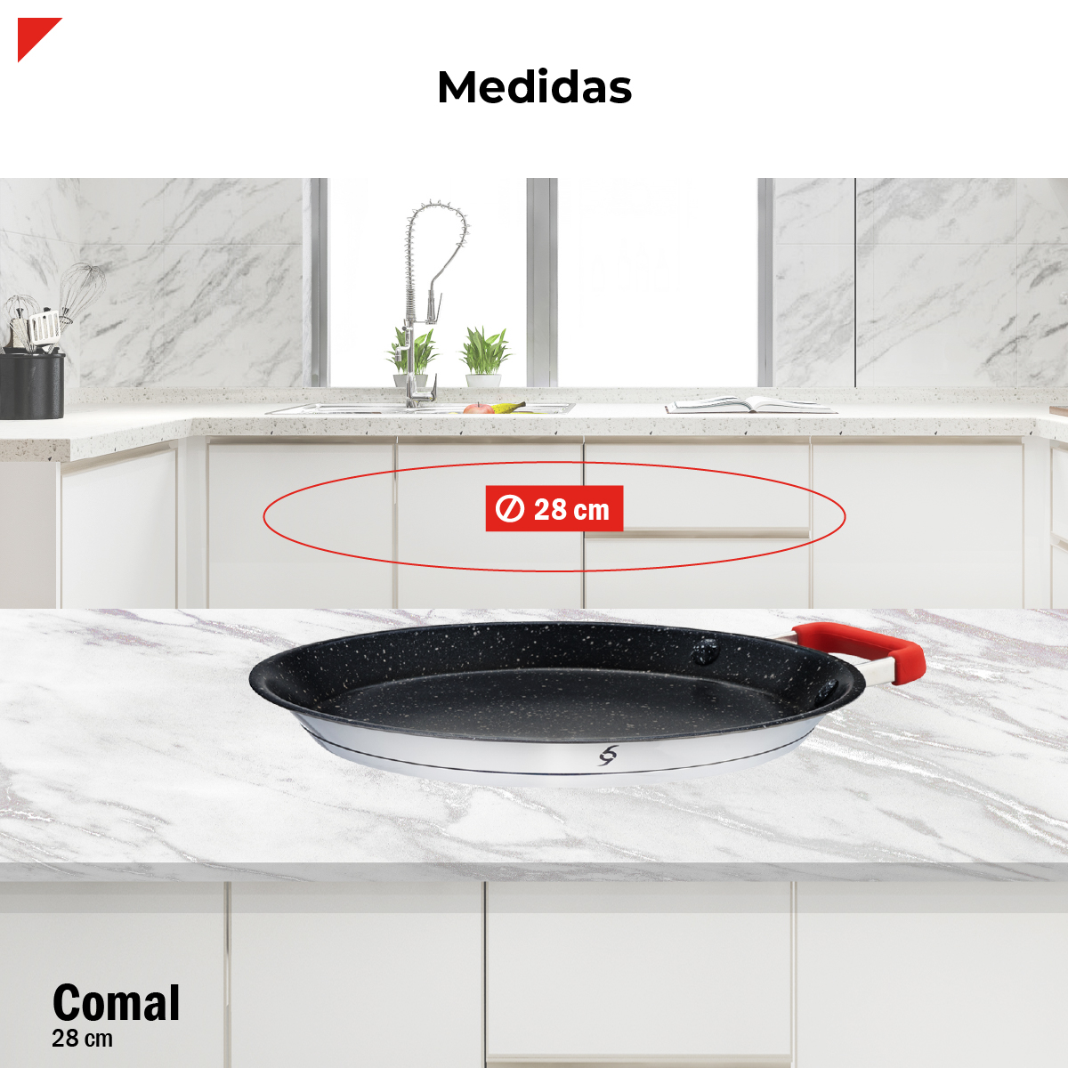Foto 5 pulgar | Comal Bogner 28 cm de Acero Inoxidable Antiadherente Asa Silicón Bpp28
