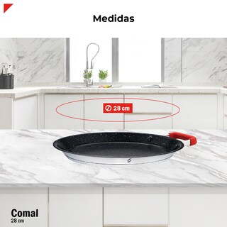 Foto 4 | Comal Bogner 28 cm de Acero Inoxidable Antiadherente Asa Silicón Bpp28