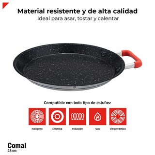 Foto 5 | Comal Bogner 28 cm de Acero Inoxidable Antiadherente Asa Silicón Bpp28