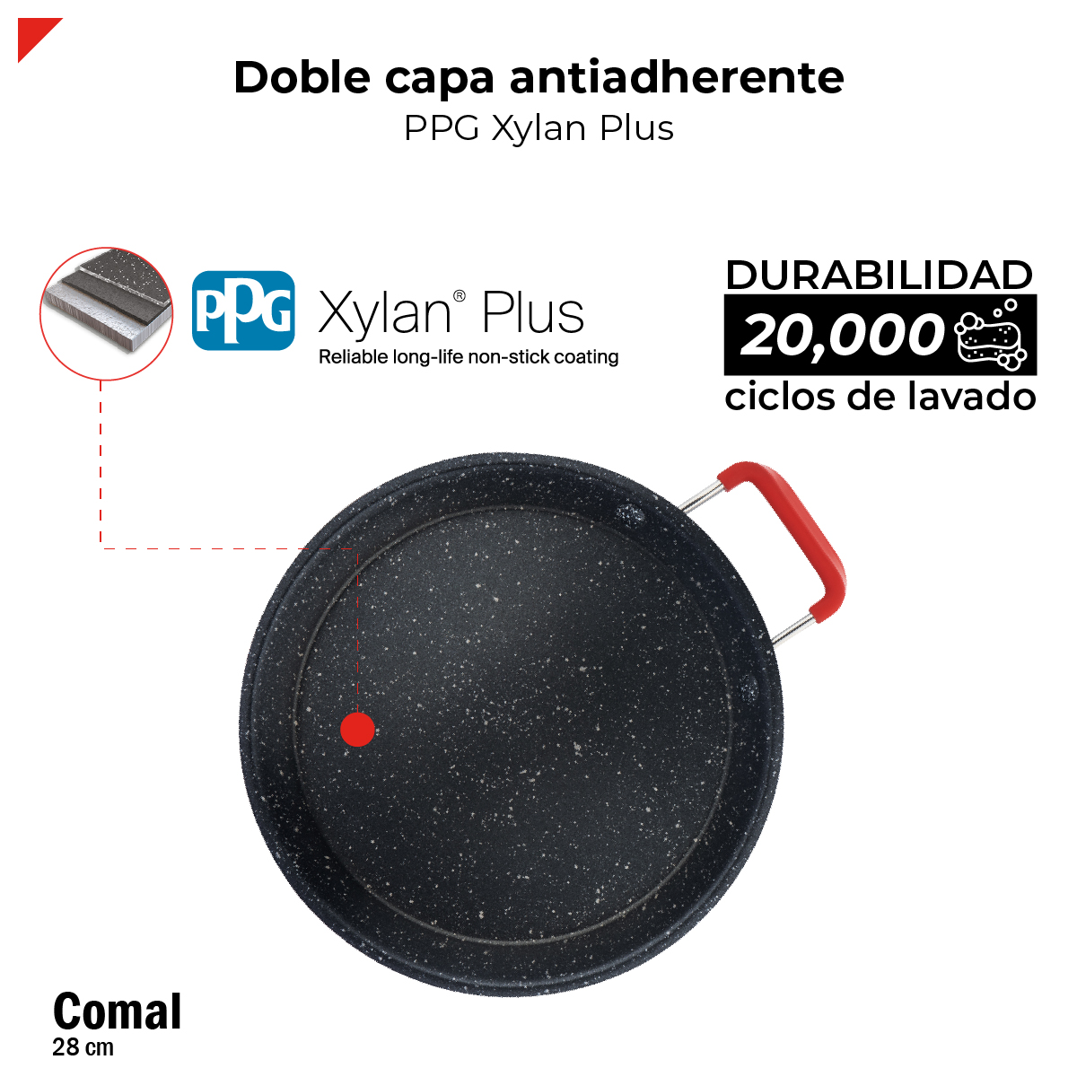 Foto 7 pulgar | Comal Bogner 28 cm de Acero Inoxidable Antiadherente Asa Silicón Bpp28