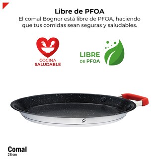 Foto 7 | Comal Bogner 28 cm de Acero Inoxidable Antiadherente Asa Silicón Bpp28
