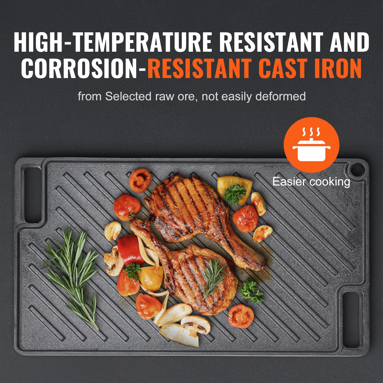 Foto 4 pulgar | Parrilla/Plancha Vevor Reversible 43 x 25 cm Hierro Fundido Precurado - Venta Internacional