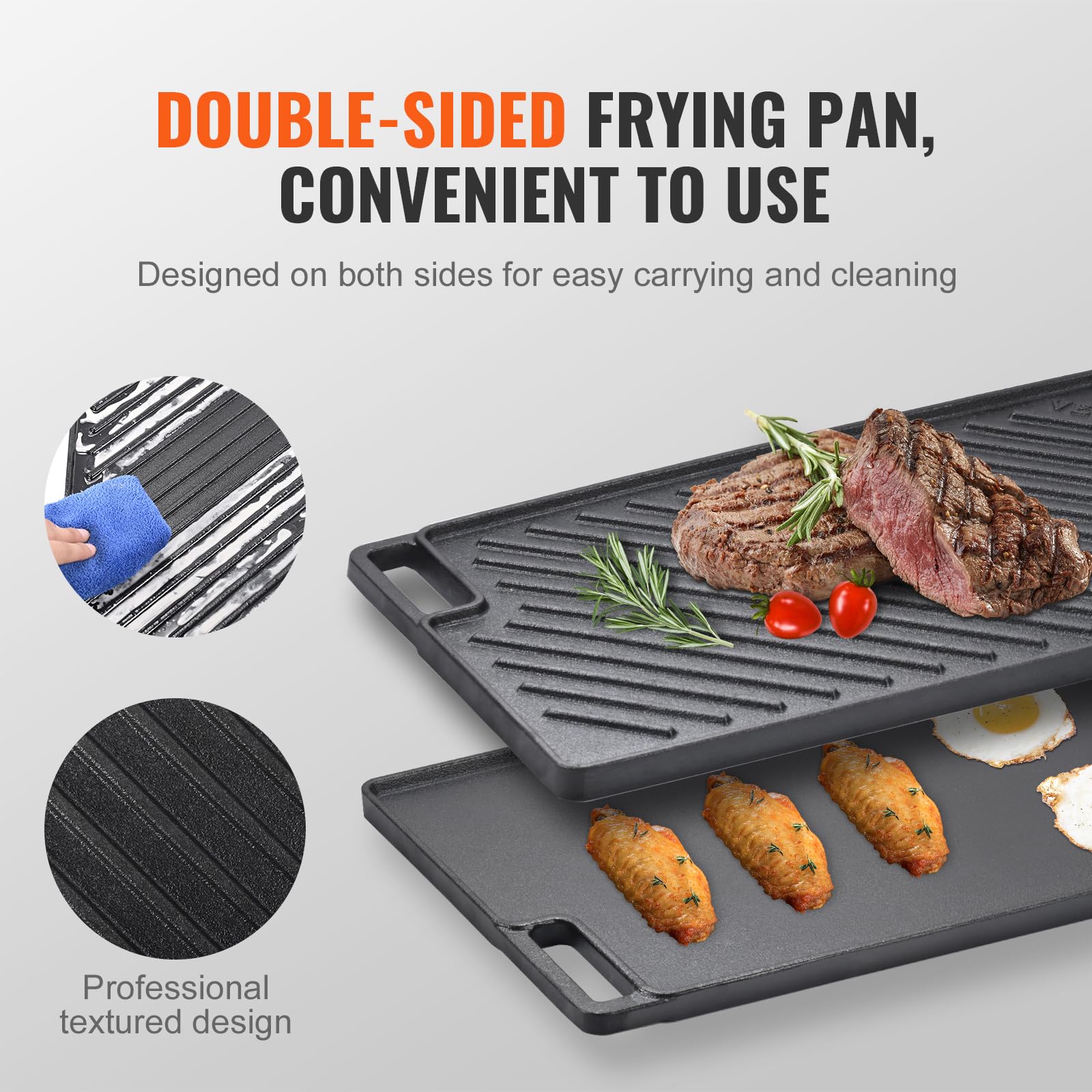 Foto 6 pulgar | Parrilla/Plancha Vevor Reversible 43 x 25 cm Hierro Fundido Precurado - Venta Internacional