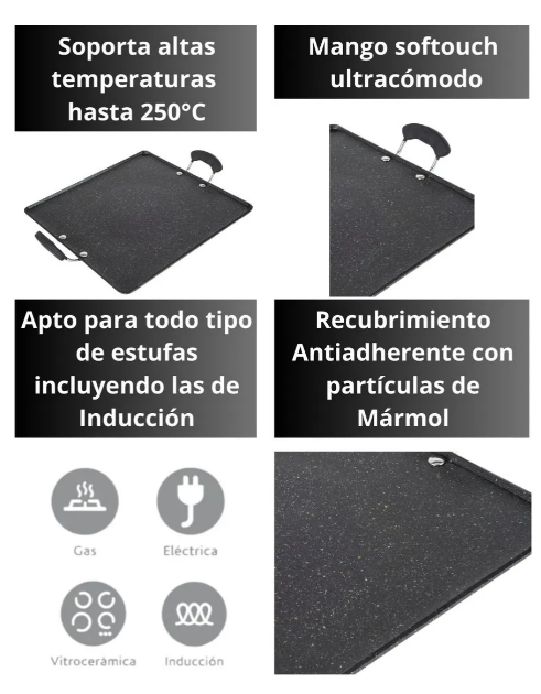 Foto 3 | Xtellar Comal De Alta Calidad Cuadrado Antiadherente Negro 33x34cm Para Inducción