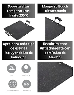 Foto 3 | Xtellar Comal De Alta Calidad Cuadrado Antiadherente Negro 33x34cm Para Inducción