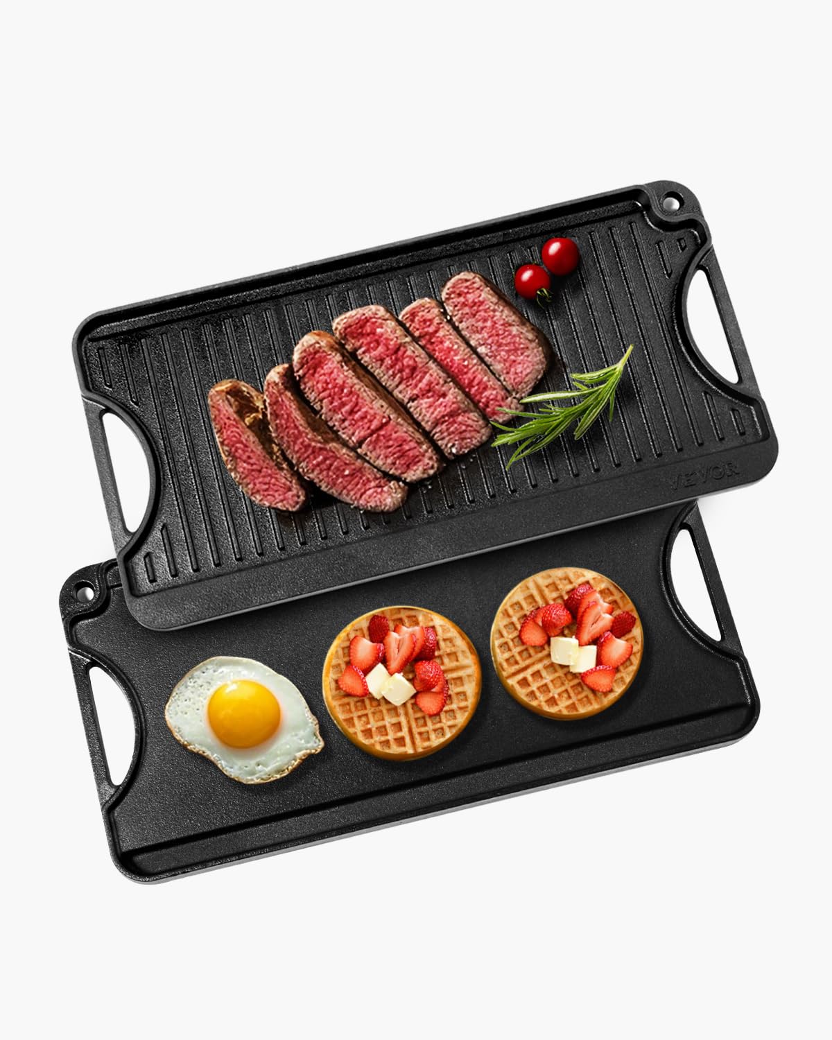 Foto 2 pulgar | Parrilla/plancha Vevor Reversible De Hierro Fundido Negro De 20 X 10 Pulgadas - Venta Internacional.