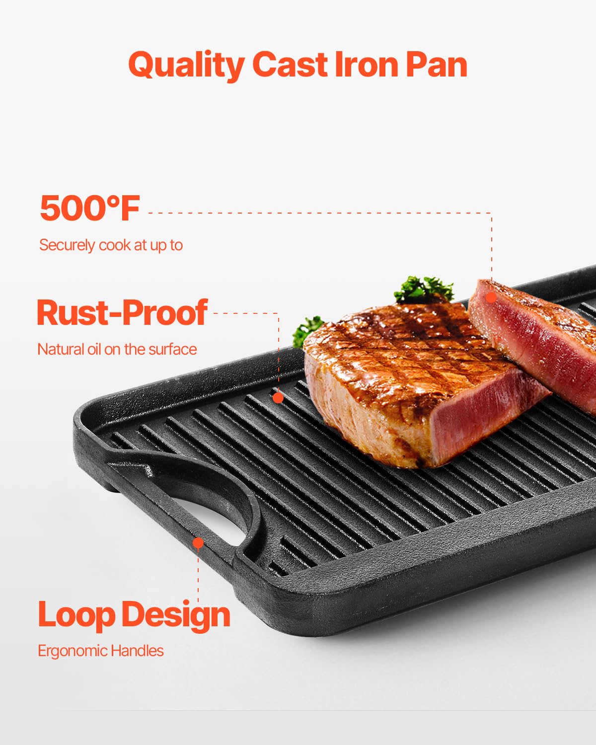 Foto 5 | Parrilla/plancha Vevor Reversible De Hierro Fundido Negro De 20 X 10 Pulgadas - Venta Internacional.