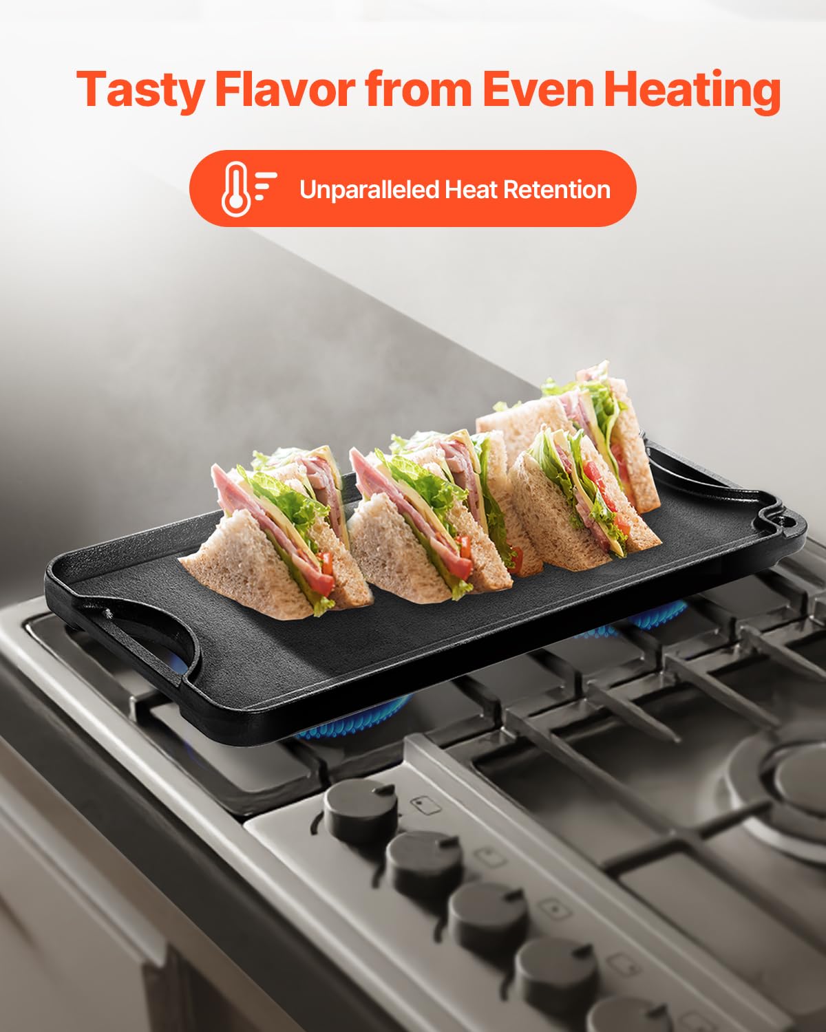 Foto 8 pulgar | Parrilla/plancha Vevor Reversible De Hierro Fundido Negro De 20 X 10 Pulgadas - Venta Internacional.