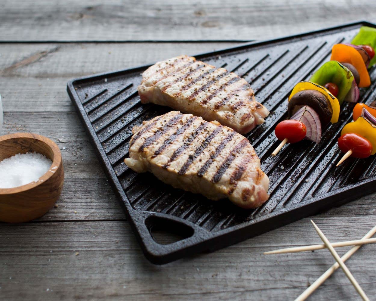 Foto 3 | Hierro Fundido Reversible Grill/griddle Lodge  24 X 43 Cm  Presazonado - Venta Internacional.