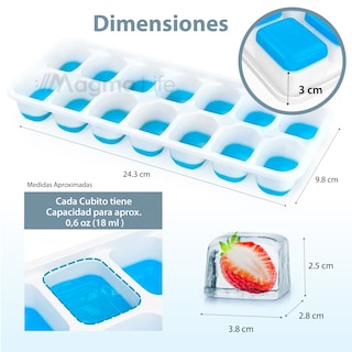 Foto 2 | Magma Life Juego De 4 Moldes Para Hielos De Silicona Con Tapas Fáciles De Desmoldar Y Apilar