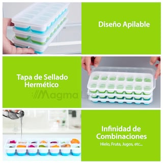 Foto 3 | Magma Life Juego De 4 Moldes Para Hielos De Silicona Con Tapas Fáciles De Desmoldar Y Apilar
