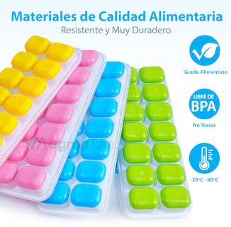 Foto 6 | Magma Life Juego De 4 Moldes Para Hielos De Silicona Con Tapas Fáciles De Desmoldar Y Apilar