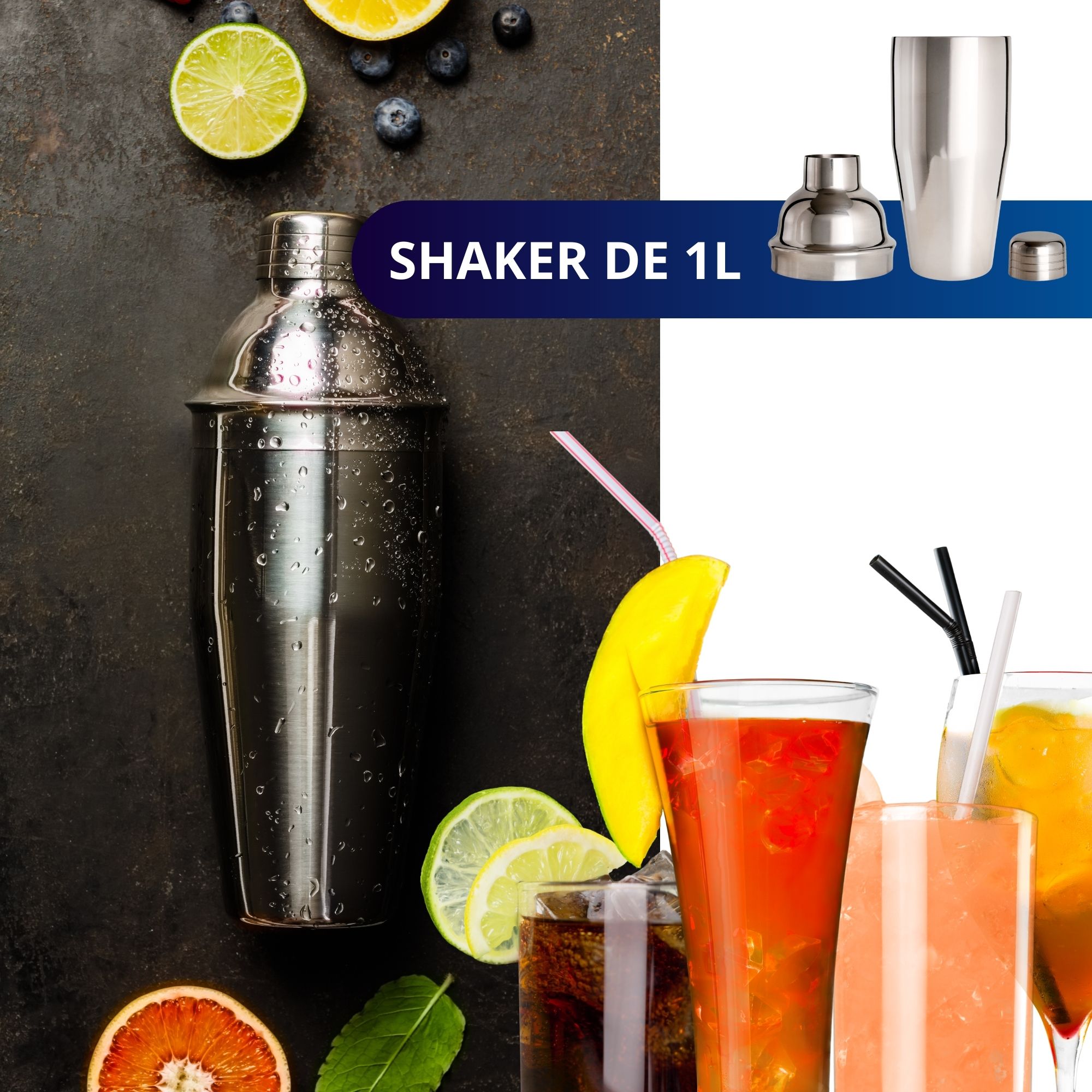 Foto 7 | Juego de Coctelería Ecomlab Multicolor con Base de Bambú 24 Piezas