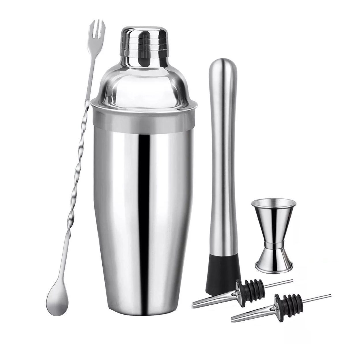 Kit de Coctelería Bartender Eo Safe Imports ESI-10731 Plateado 6 Piezas