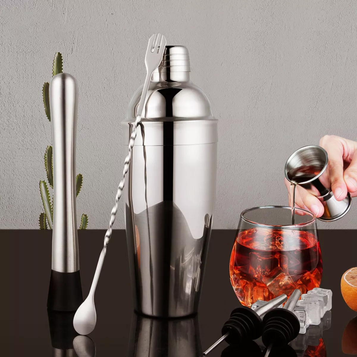 Foto 4 pulgar | Kit de Coctelería Bartender Eo Safe Imports ESI-10731 Plateado 6 Piezas