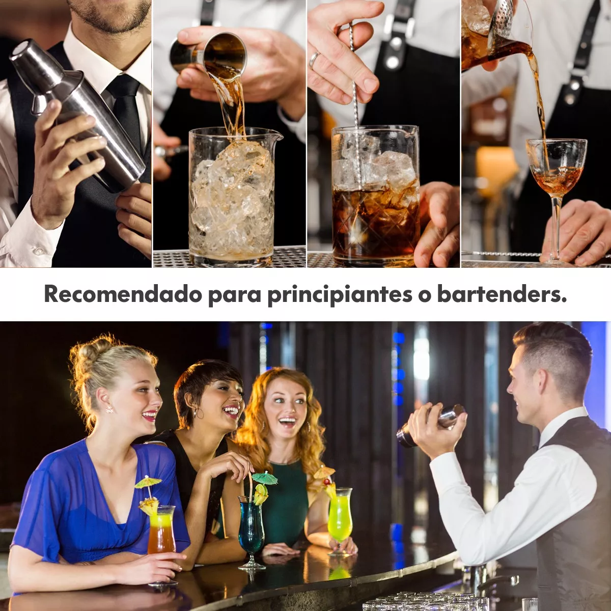 Foto 5 pulgar | Kit de Coctelería Bartender Eo Safe Imports ESI-10731 Plateado 6 Piezas