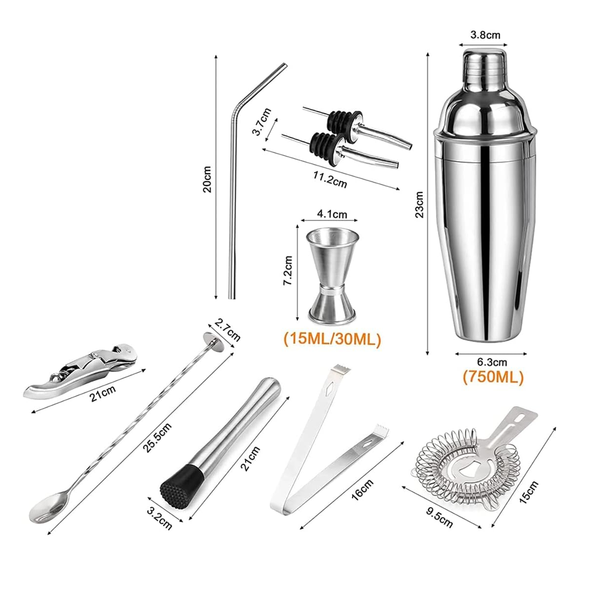 Foto 5 pulgar | Kit De Coctelera 14 Pzs Eo Safe Imports Esi-16006 Plata