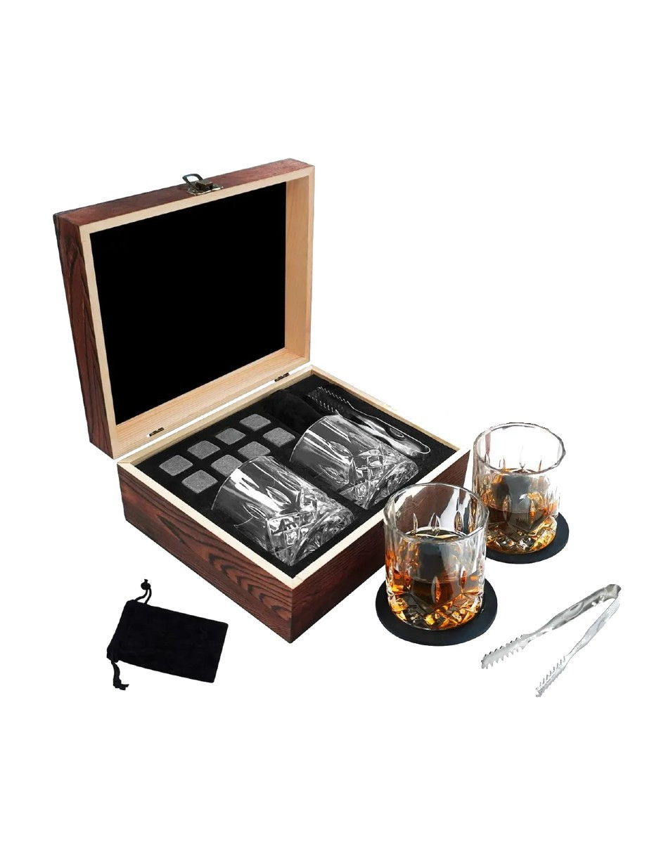 Foto 4 pulgar | Juego De Piedras De Whisky, 8 Piedras De Vino Helado+2 Vasos+regalo Termo De Agua Güish