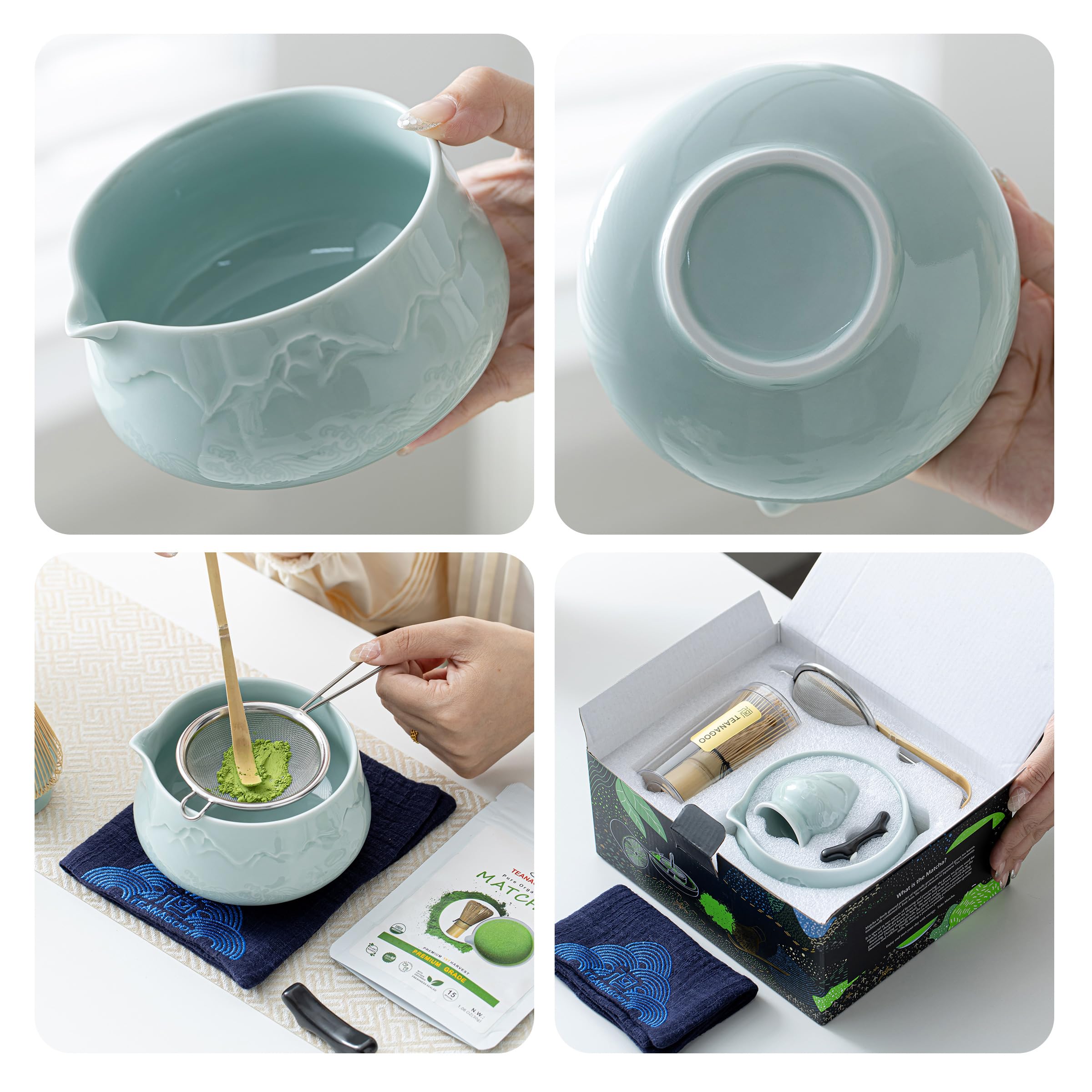 Foto 6 pulgar | Juego De Batidores Para Matcha Teanagoo  Cuenco De Cerámica Azul  560 Ml  7 Unidades - Venta Internacional.