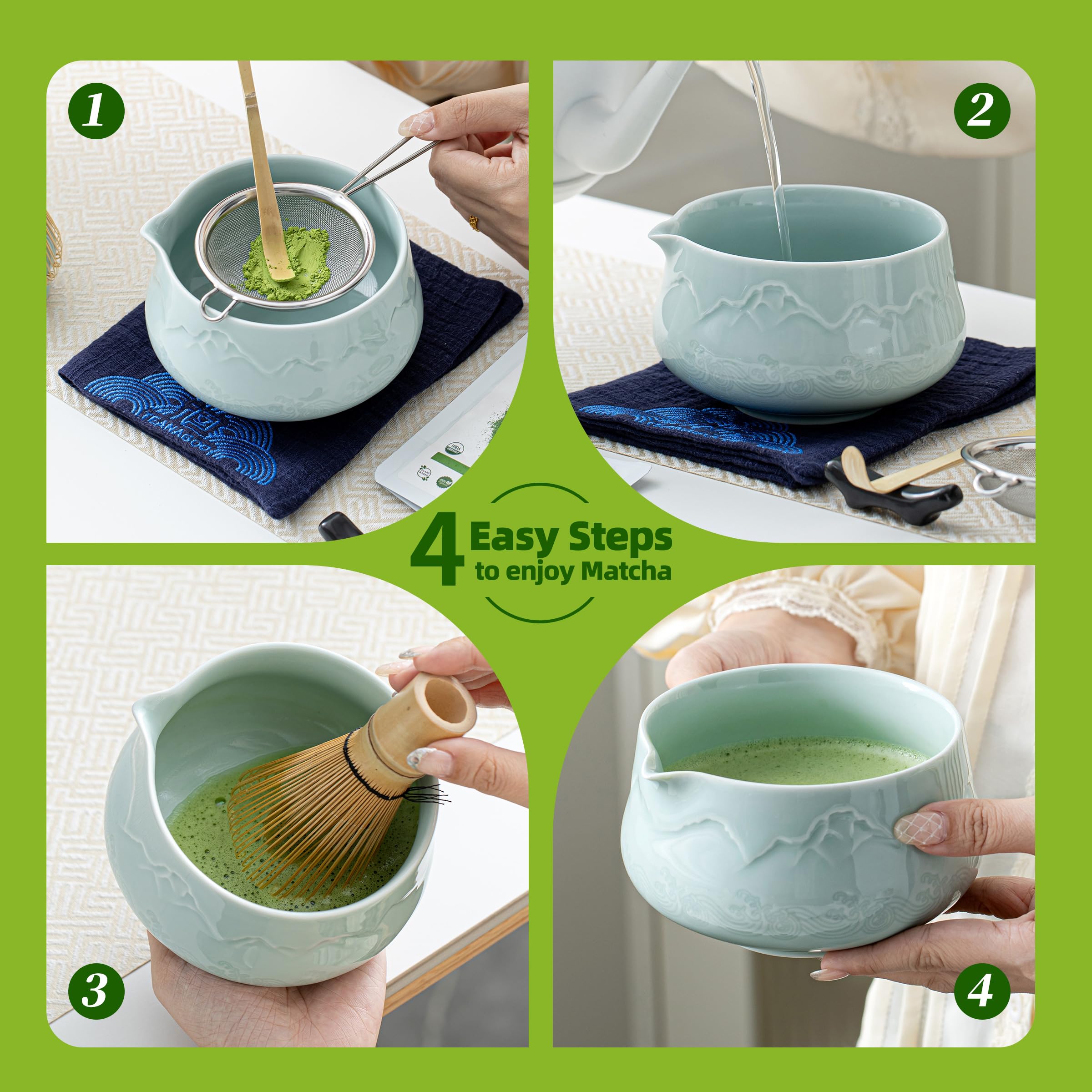 Foto 8 pulgar | Juego De Batidores Para Matcha Teanagoo  Cuenco De Cerámica Azul  560 Ml  7 Unidades - Venta Internacional.