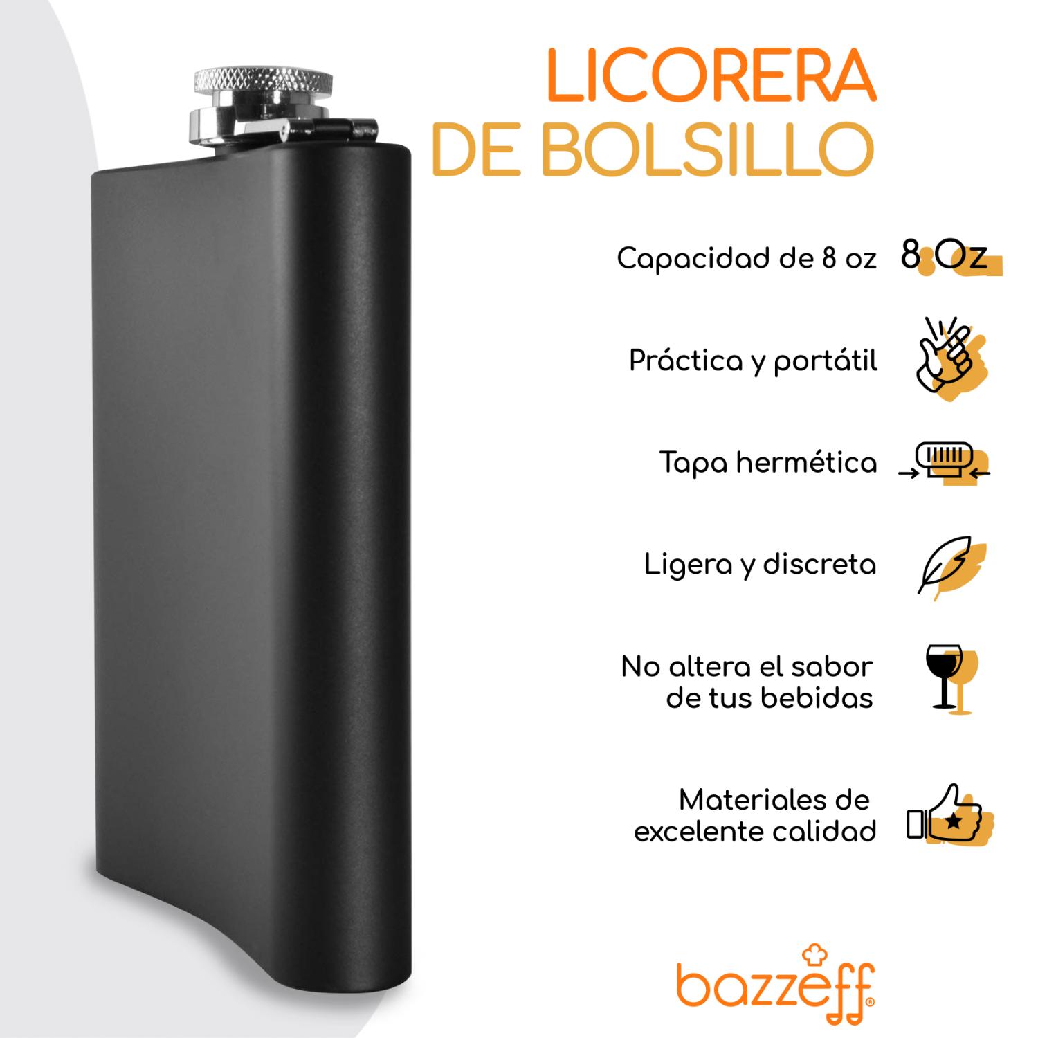 Foto 3 pulgar | Anforita Licorera de Acero Inoxidable Negra Bazzef