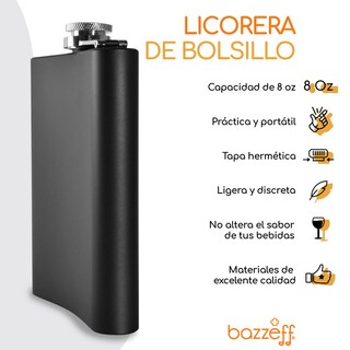 Foto 2 | Anforita Licorera de Acero Inoxidable Negra Bazzef
