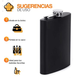 Foto 5 | Anforita Licorera de Acero Inoxidable Negra Bazzef