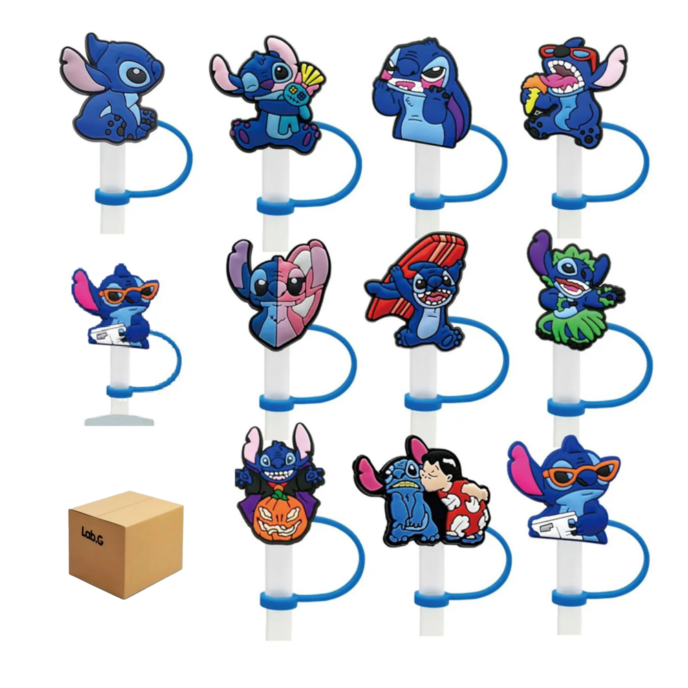 Foto 1 | Tapa Para Popote Desechables Biodegradables De Stitch 11pcs Lab.g  Azul