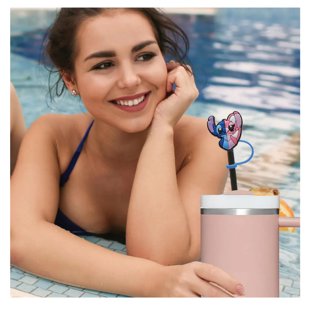 Foto 4 | Tapa Para Popote Desechables Biodegradables De Stitch 11pcs Lab.g  Azul