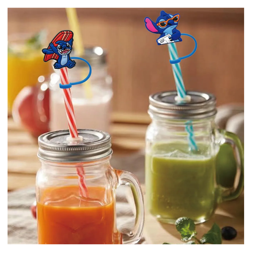 Foto 6 pulgar | Tapa Para Popote Desechables Biodegradables De Stitch 11pcs Lab.g  Azul