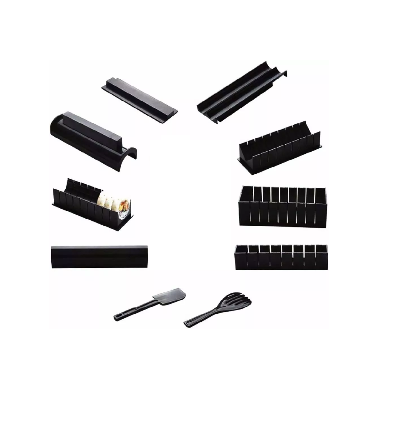 Kit de Moldes para Hacer Sushi 10 Piezas Negro