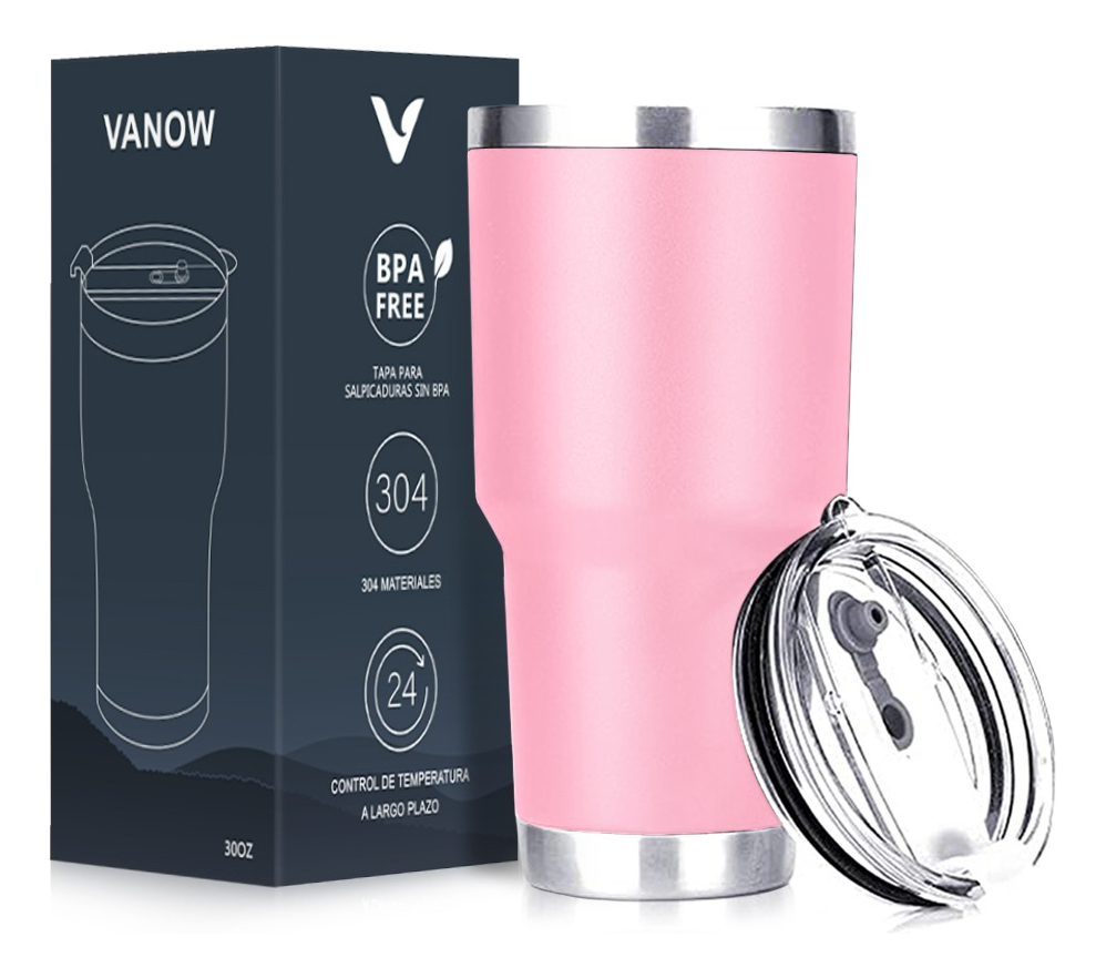 Vaso Térmico Portátil De 30oz Acero Inoxidable Rosa