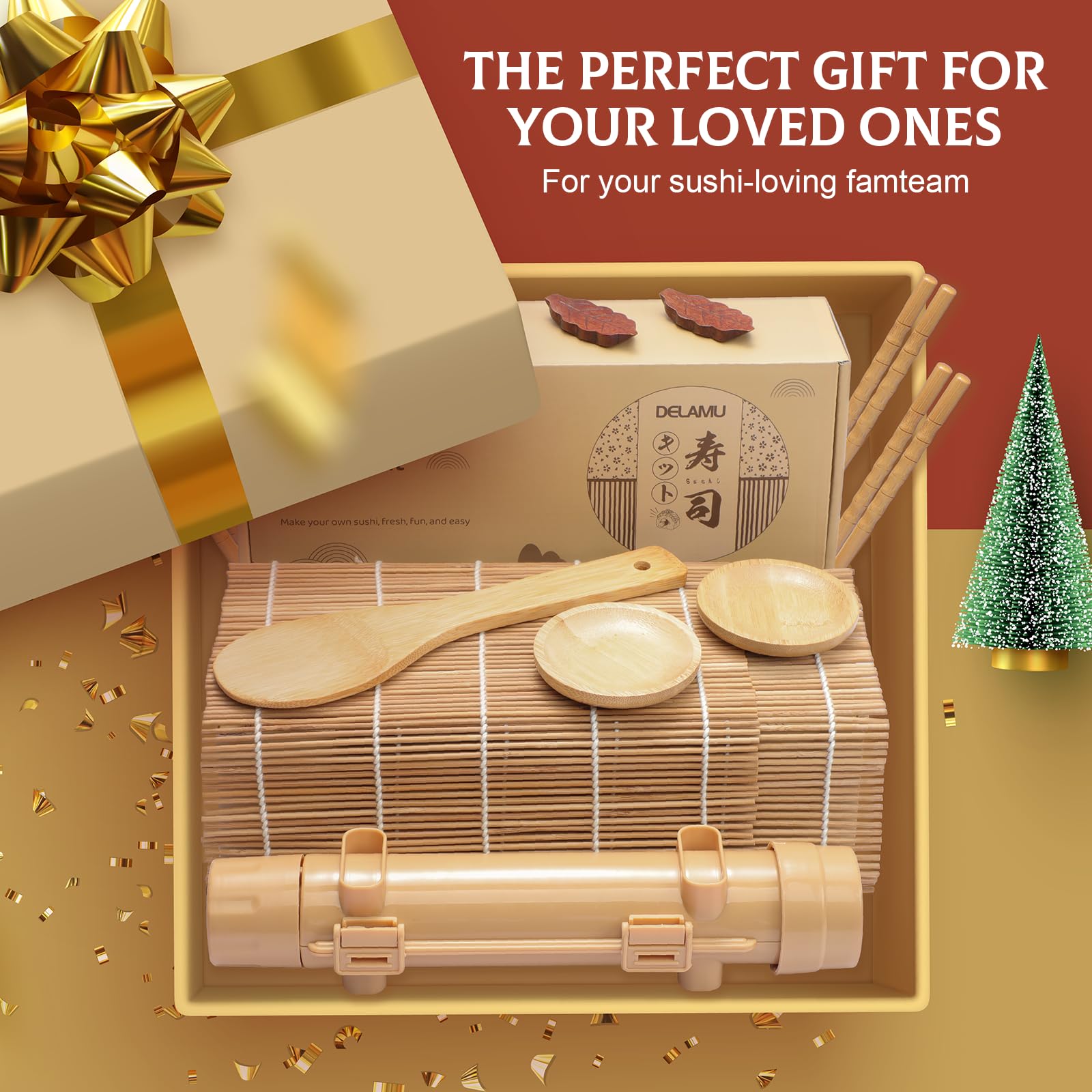Foto 4 | Kit para Sushi Delamu 16 en 1 con Tapetes de Bambú - Venta Internacional