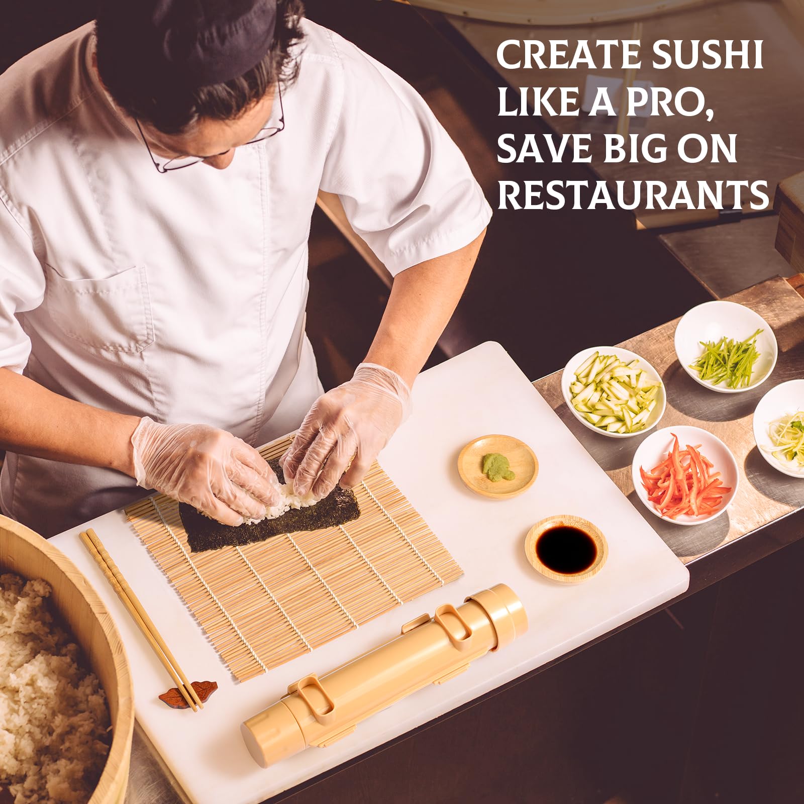 Foto 6 pulgar | Kit para Sushi Delamu 16 en 1 con Tapetes de Bambú - Venta Internacional