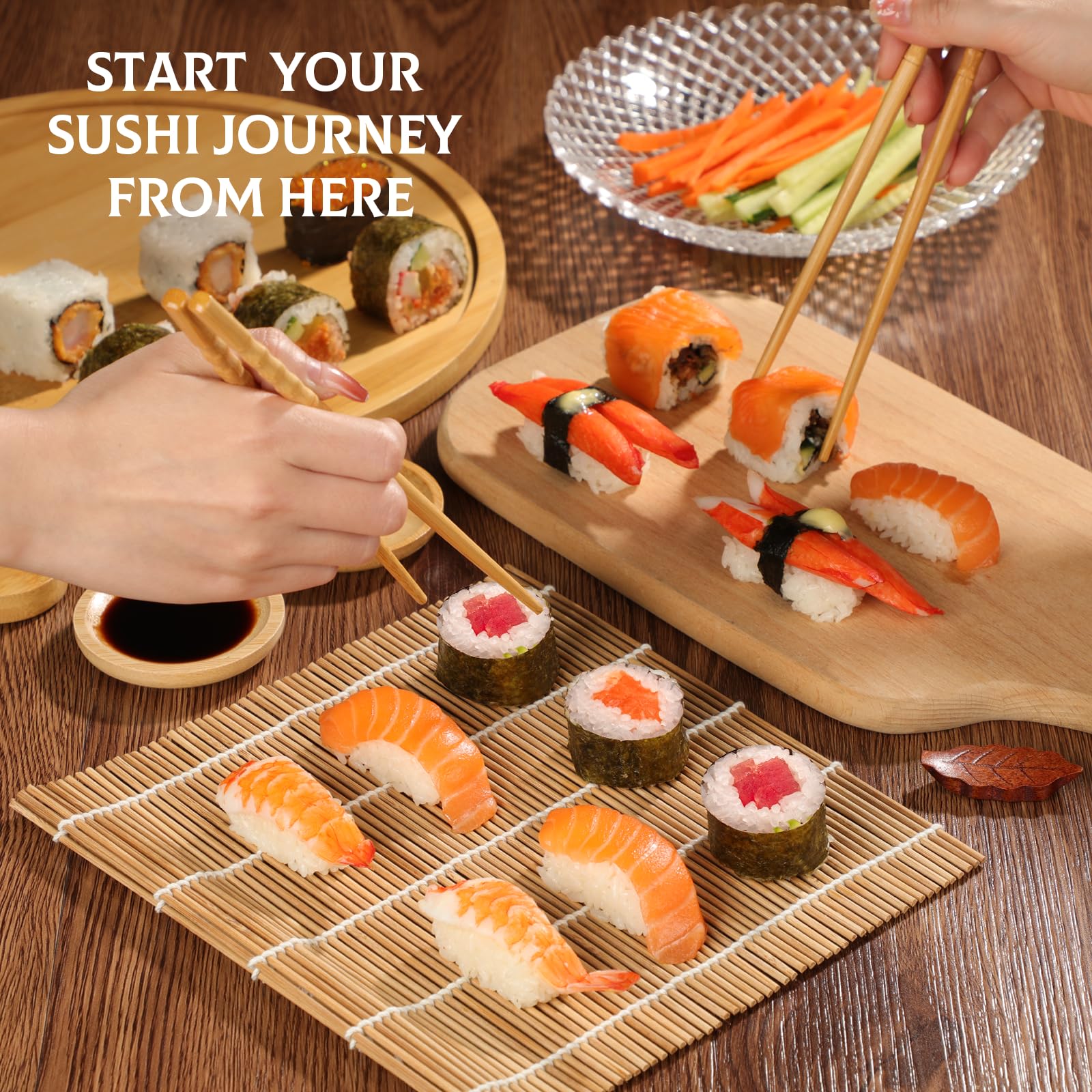 Foto 7 pulgar | Kit para Sushi Delamu 16 en 1 con Tapetes de Bambú - Venta Internacional