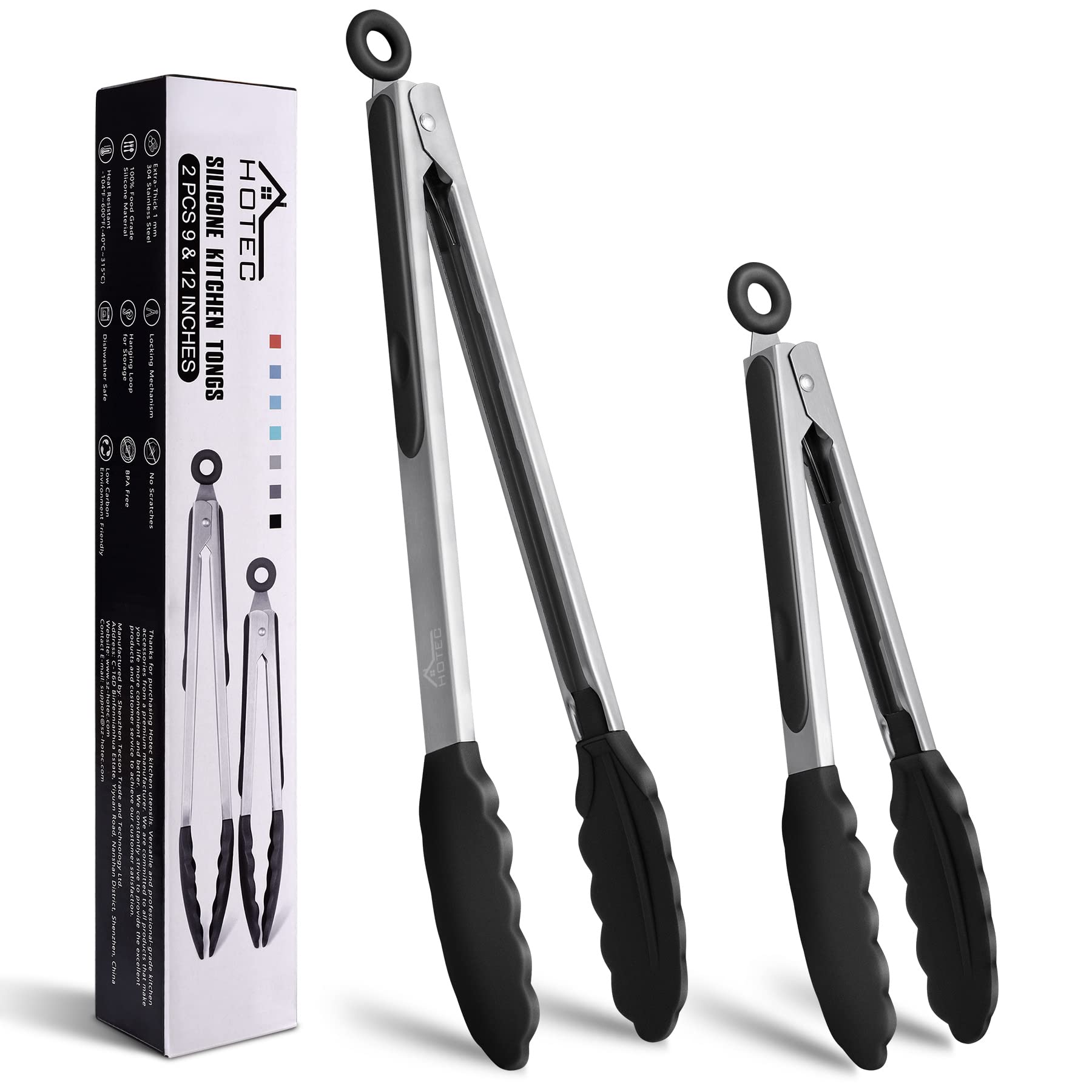 Pinzas De Cocina Hotec Premium De Acero Inoxidable Con Puntas De Silicona - Venta Internacional.