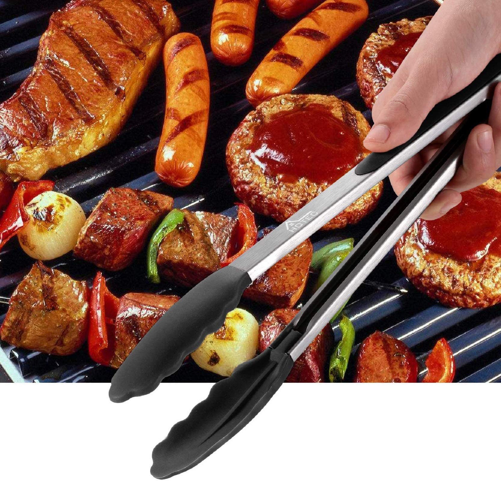 Foto 6 pulgar | Pinzas de Cocina Hotec Premium De Acero Inoxidable Con Puntas De Silicona - Venta Internacional