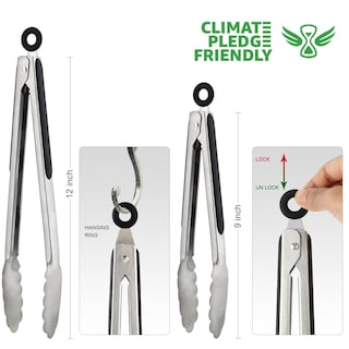 Foto 3 | Juego De 2 Pinzas De Cocina Hotec De Acero Inoxidable 23 Cm Y 30 Cm - Venta Internacional