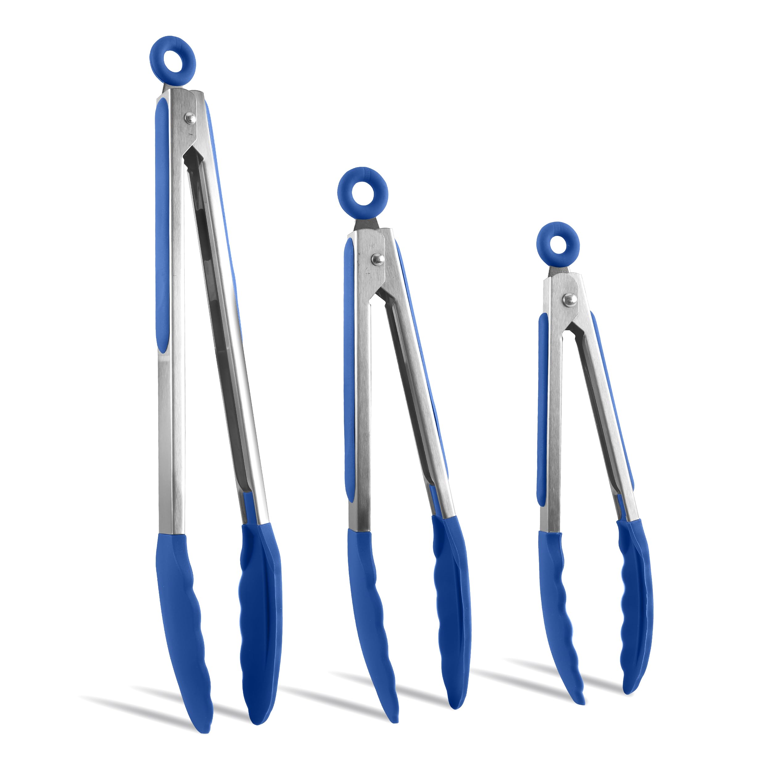 Set De Pinzas Cook With Color Acero Inoxidable Silicona Azul Marino - Venta Internacional.